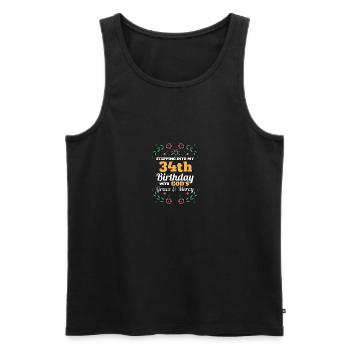Stepping into my 34th Birthday Religious Bday - Männer Premium Bio Tank Top - Schwarz - Vorne - Michal (187cm)