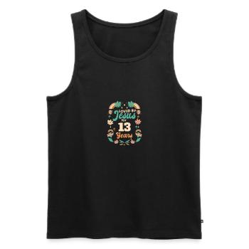 Loved By Jesus For 13 Years 13th Birthday - Men's Premium Organic Tank Top - black - Front - Michal (187cm)