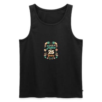 Loved By Jesus For 25 Years 25th Birthday - Männer Premium Bio Tank Top - Schwarz - Vorne - Michal (187cm)
