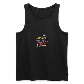25 Years In And I Haven't Killed Him Yet - Men's Premium Organic Tank Top - black - Front - AI Model Male 178 light (178cm)