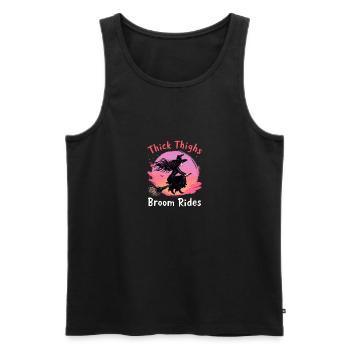 Dicke Oberschenkel Besenreiten Halloween-Vibes - Männer Premium Bio Tank Top - Schwarz - Vorne - Michal (187cm)