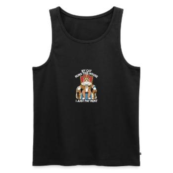 Meine Katze betreibt dieses Haus, ich zahle nur Miete - Männer Premium Bio Tank Top - Schwarz - Vorne - AI Model Male 178 light (178cm)
