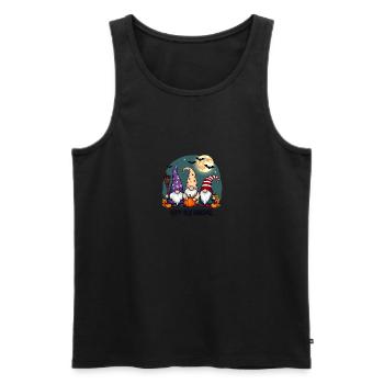 Célébration heureuse des gnomes Hallothanksmas avec des chauves-souris - Débardeur bio Premium Homme - noir - Devant - Michal (187cm)