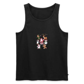 Dabbing Santa Elf Friends Christmas Squad Pajama - Men's Premium Organic Tank Top - black - Front - Michal (187cm)