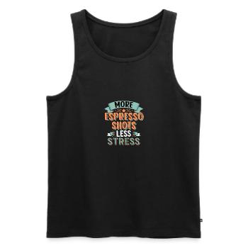 Plus de shots d’espresso moins de stress Amateur de café - Débardeur bio Premium Homme - noir - Devant - AI Model Male 178 light (178cm)