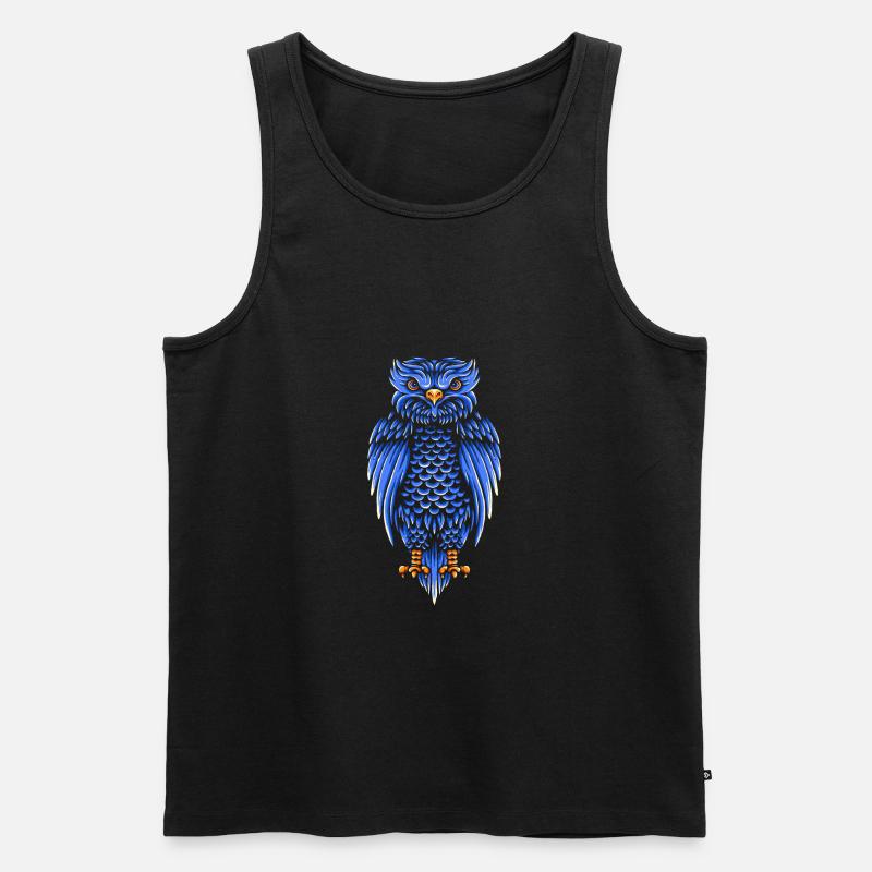 Eule - Männer Premium Bio Tank Top - Schwarz