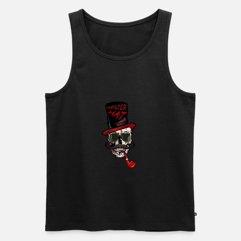 Kopf des Todeshippie-Hutschnurrbart-Kranzitats - Männer Premium Bio Tank Top - Schwarz