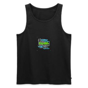Health / Gesundheit Word Cloud - Männer Premium Bio Tank Top - Schwarz - Vorne - AI Model Male 178 light (178cm)