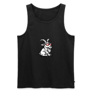 Bergziege Cool Tier - Männer Premium Bio Tank Top - Schwarz - Vorne - AI Model Male 178 light (178cm)