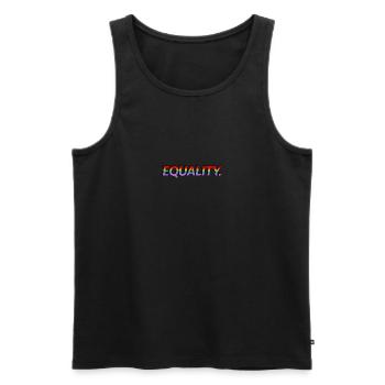 ÉGALITÉ - texte arc-en-ciel - Mois de la fierté LGBT - Débardeur bio Premium Homme - noir - Devant - Michal (187cm)