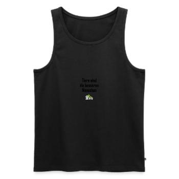 Tiere sind die besseren Menschen - Männer Premium Bio Tank Top - Schwarz - Vorne - Michal (187cm)