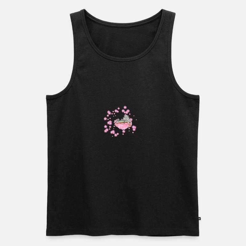 Kirschblüten Tempel Design Sakura - Männer Premium Bio Tank Top - Schwarz