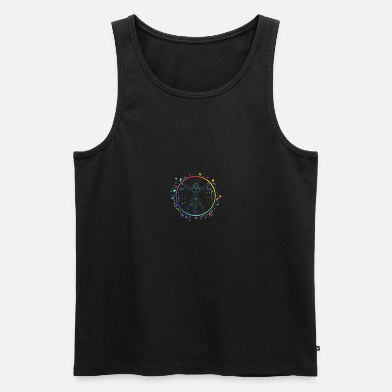 Hommage Davinci Vitruvian Man Blue - Männer Premium Bio Tank Top - undefined
