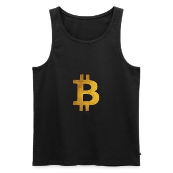 Gold Bitcoin - Débardeur bio Premium Homme - noir - Devant - AI Model Male 178 light (178cm)