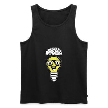 Nerd lightbulb and brain - Men's Premium Organic Tank Top - black - Front - AI Model Male 178 light (178cm)