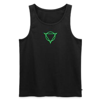 AUM - strength and radiance, digital, green, - Débardeur bio Premium Homme - noir - Devant - AI Model Male 178 light (178cm)