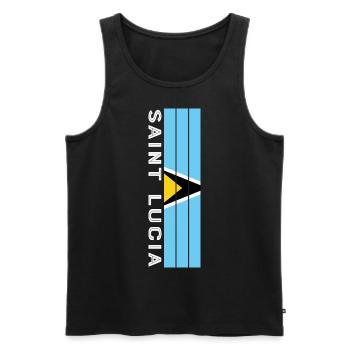 St. Lucia Landesfarbe in Streifen - Männer Premium Bio Tank Top - Schwarz - Vorne - Michal (187cm)