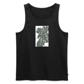 Monstera digital Art green/white - Men's Premium Organic Tank Top - black - Front - Michal (187cm)