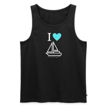 I LOVE - Boats Ships Sailboat white/ turquoise - Men's Premium Organic Tank Top - black - Front - Michal (187cm)