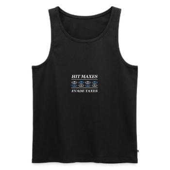 Gym Hit Maxes Evade Taxes Gift - Men's Premium Organic Tank Top - black - Front - AI Model Male 178 light (178cm)