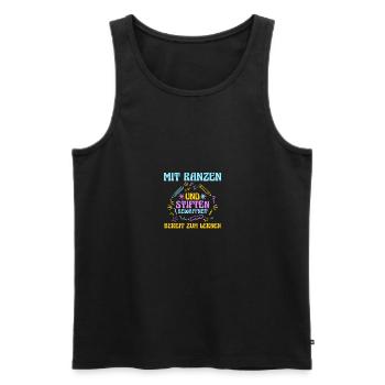 Kita Abgänger Schulanfang Schulkind Dino Einschulu - Männer Premium Bio Tank Top - Schwarz - Vorne - Michal (187cm)