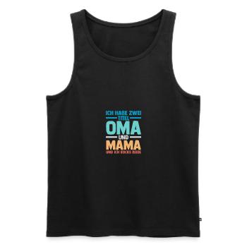 J’ai deux titres : Mamie et Maman - Débardeur bio Premium Homme - noir - Devant - Michal (187cm)