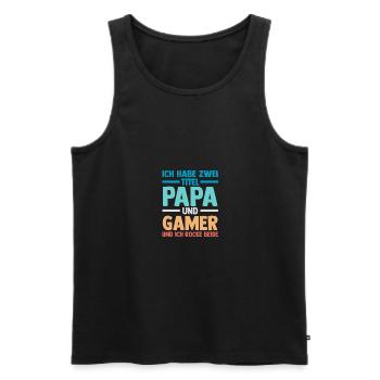 Papa Gamer Gamer Gaming Papa - Débardeur bio Premium Homme - noir - Devant - Michal (187cm)