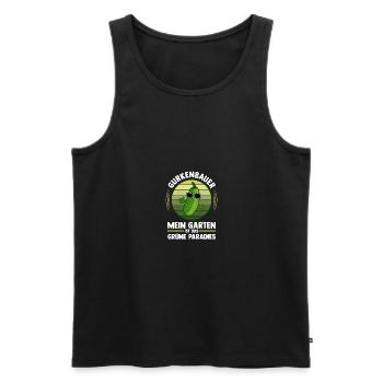 Jardinier Concombre Jardin fermier - Débardeur bio Premium Homme - noir - Devant - Michal (187cm)