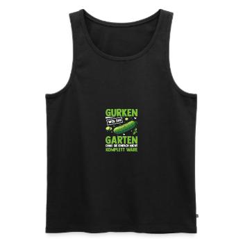Jardinier Concombre Jardin fermier - Débardeur bio Premium Homme - noir - Devant - Michal (187cm)