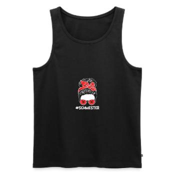 Darts player sister darts - Men's Premium Organic Tank Top - black - Front - AI Model Male 178 light (178cm)