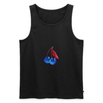 kirsche,cherrie,graffiti,blau,malerei,pop-art - Männer Premium Bio Tank Top - Schwarz - Vorne - AI Model Male 178 light (178cm)