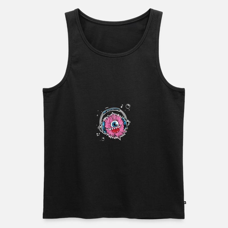 Monster mit Kopfhörer - Männer Premium Bio Tank Top - Schwarz