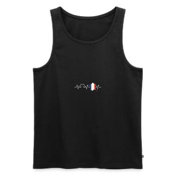 Français Français Battement de cœur France France - Débardeur bio Premium Homme - noir - Devant - AI Model Male 178 light (178cm)