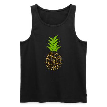 Ananas et notes de musique | Clef Musician Exotic - Débardeur bio Premium Homme - noir - Devant - AI Model Male 178 light (178cm)