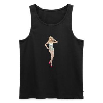 Érotique jeune femme en lingerie, idée cadeau - Débardeur bio Premium Homme - noir - Devant - AI Model Male 178 light (178cm)
