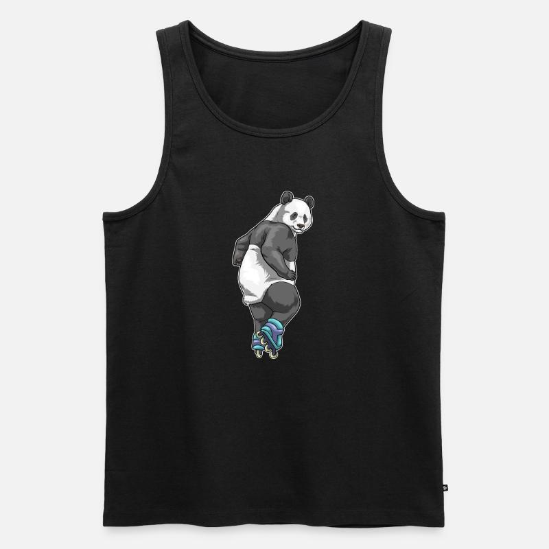 Panda Inline skating Rollschuhe - Männer Premium Bio Tank Top - Schwarz