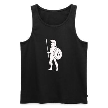 Spartanischer Krieger mit Schild - Männer Premium Bio Tank Top - Schwarz - Vorne - Michal (187cm)