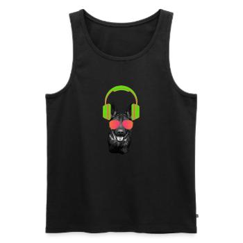 Berger Allemand DJ Berger Allemand Casque - Débardeur bio Premium Homme - noir - Devant - AI Model Male 178 light (178cm)