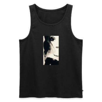 Not half a woman! - Débardeur bio Premium Homme - noir - Devant - AI Model Male 178 light (178cm)