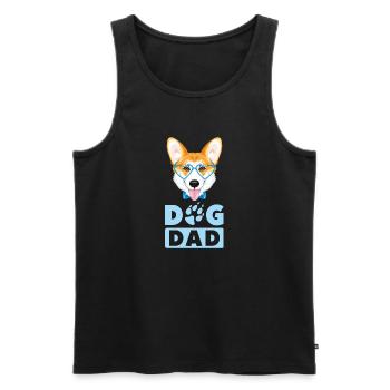 Papa chien corgi gallois - Débardeur bio Premium Homme - noir - Devant - AI Model Male 178 light (178cm)
