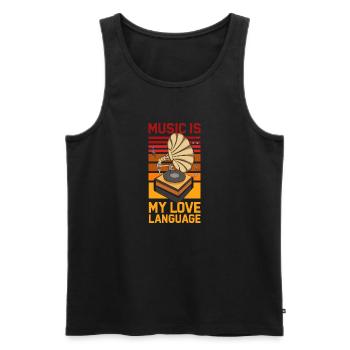 music is my love language ( gramophone ) - Men's Premium Organic Tank Top - black - Front - Michal (187cm)