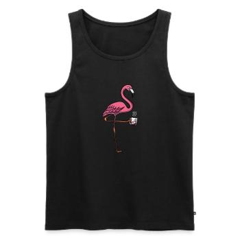 Flamingo Bird Coffee Lover - Men's Premium Organic Tank Top - black - Front - AI Model Male 178 light (178cm)