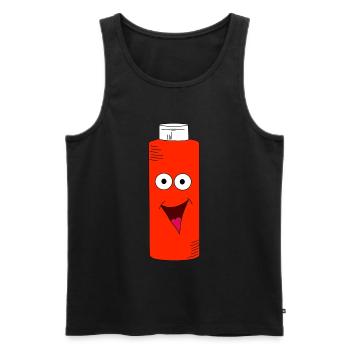 Bouteille de ketchup avec visage - Débardeur bio Premium Homme - noir - Devant - AI Model Male 178 light (178cm)