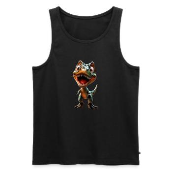 T-Rex Dino #lovely toons - Männer Premium Bio Tank Top - Schwarz - Vorne - AI Model Male 178 light (178cm)