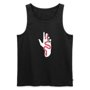 Rote Schlange in der Hand - Männer Premium Bio Tank Top - Schwarz - Vorne - Michal (187cm)