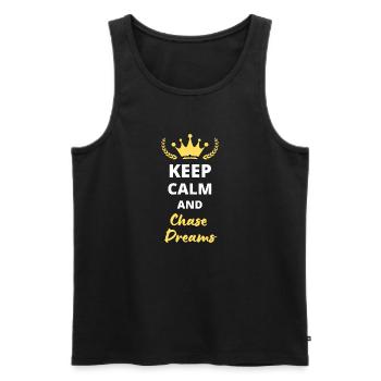"Keep calm and chase dreams" - Träume und Ambitionen - Männer Premium Bio Tank Top - Schwarz - Vorne - AI Model Male 178 light (178cm)