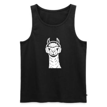 Headphones Llama - Men's Premium Organic Tank Top - black - Front - AI Model Male 178 light (178cm)