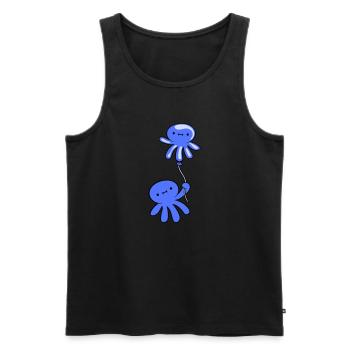 Oktopus hält Luftballon süß Kind glücklich Comic - Männer Premium Bio Tank Top - Schwarz - Vorne - Michal (187cm)
