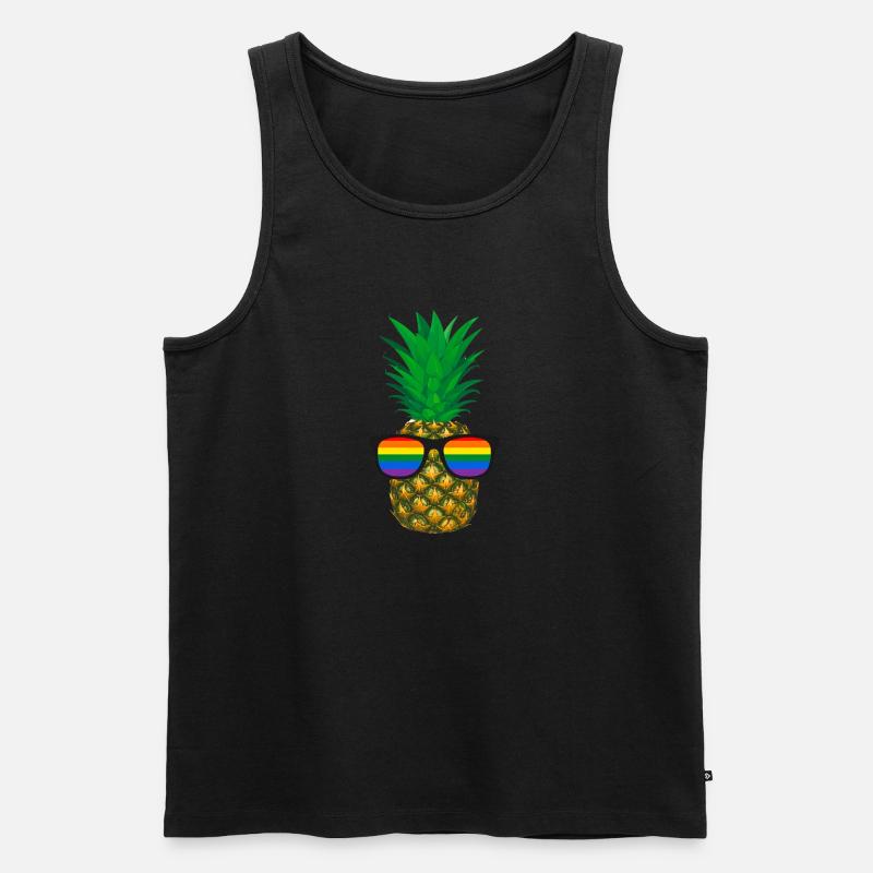 Ananas, Sonnenbrille, LGTB, Regenbogen,bunt - Männer Premium Bio Tank Top - Schwarz