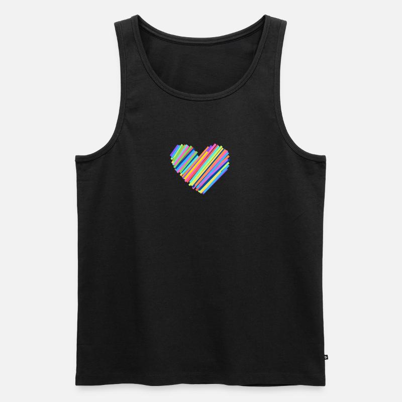 Bunter Herzschlag - Männer Premium Bio Tank Top - Schwarz